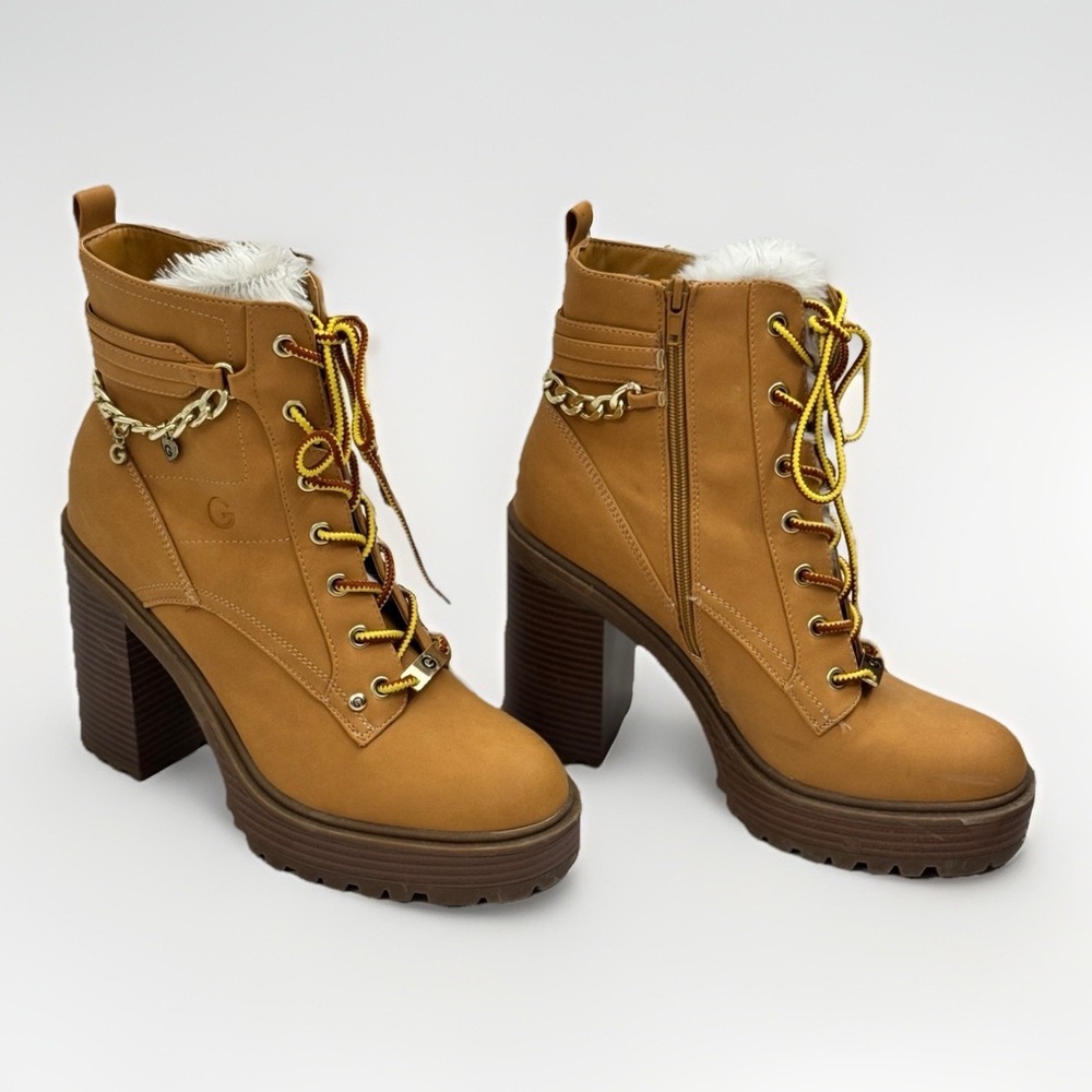 Guess GBG Los Angeles Brown Women's Chunky Boots 8.5 M Faux Leather Combat